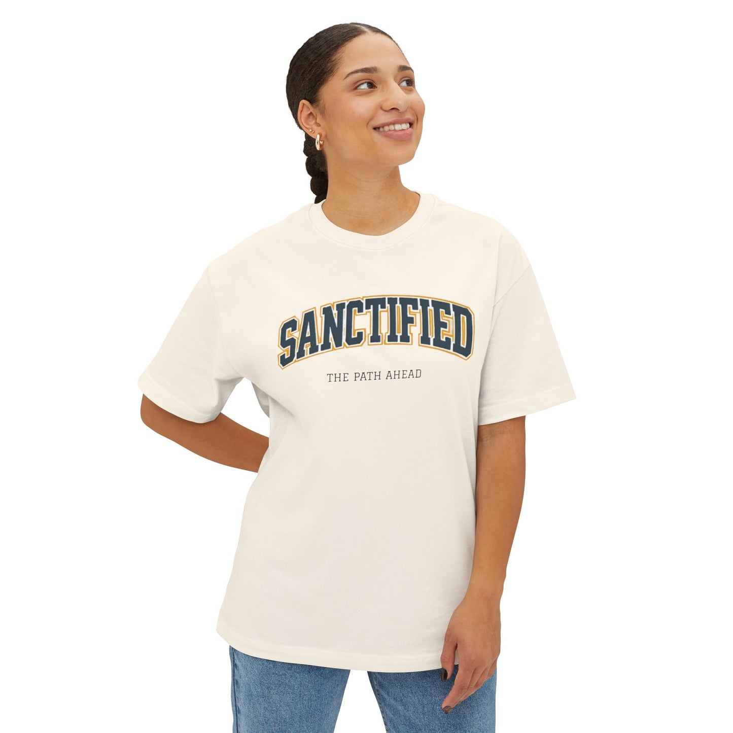 Sanctified Unisex Oversized Boxy Tee, Casual Tee Gift, Comfort Top, Trendy Streetwear, Everyday Wear, Fashion Statement, Graphic Tee