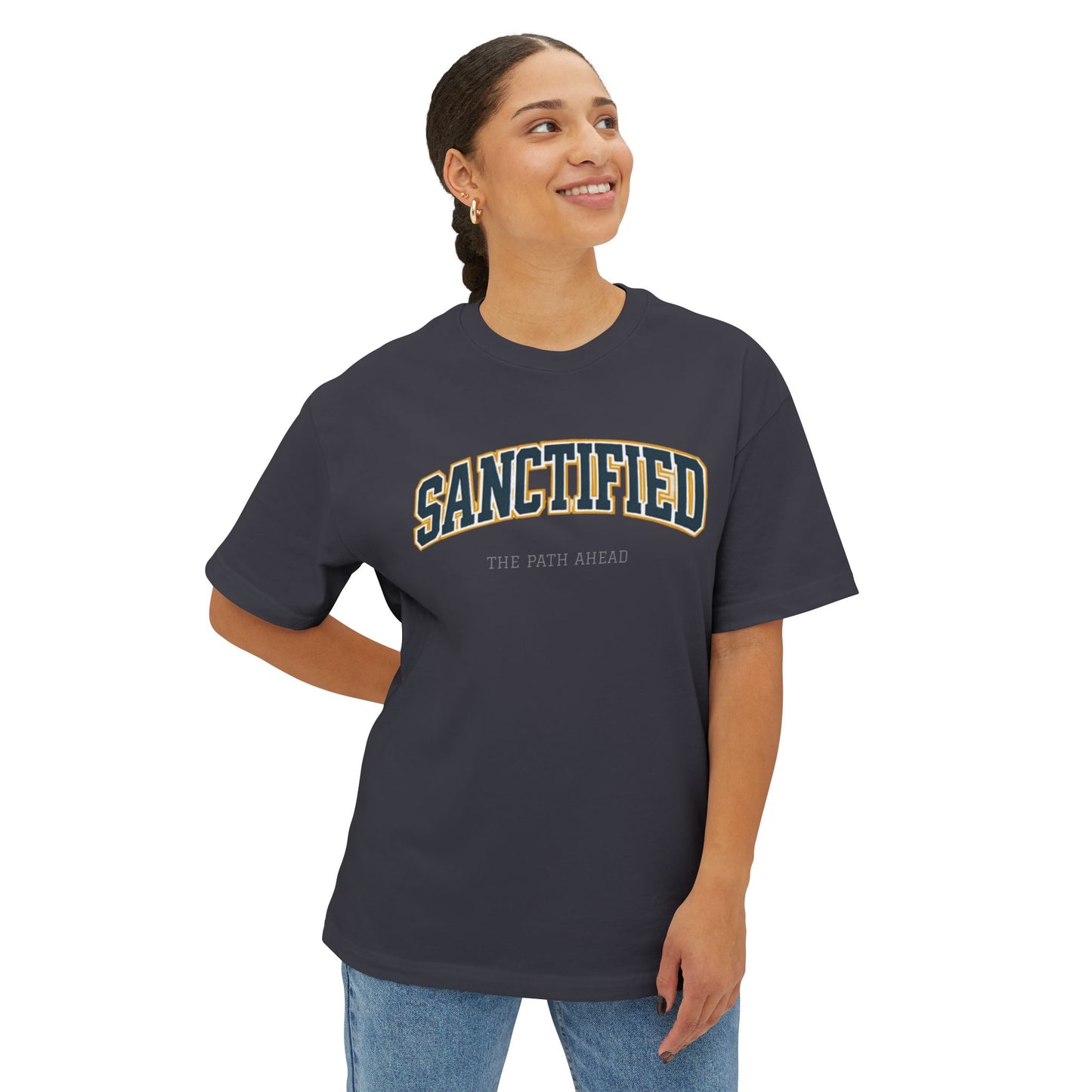Sanctified Unisex Oversized Boxy Tee, Casual Tee Gift, Comfort Top, Trendy Streetwear, Everyday Wear, Fashion Statement, Graphic Tee