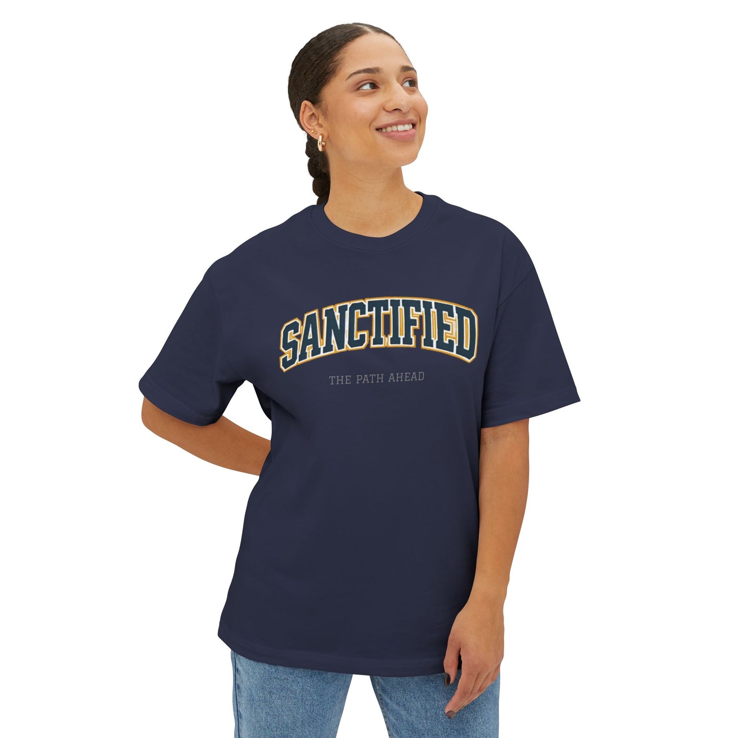 Sanctified Unisex Oversized Boxy Tee, Casual Tee Gift, Comfort Top, Trendy Streetwear, Everyday Wear, Fashion Statement, Graphic Tee