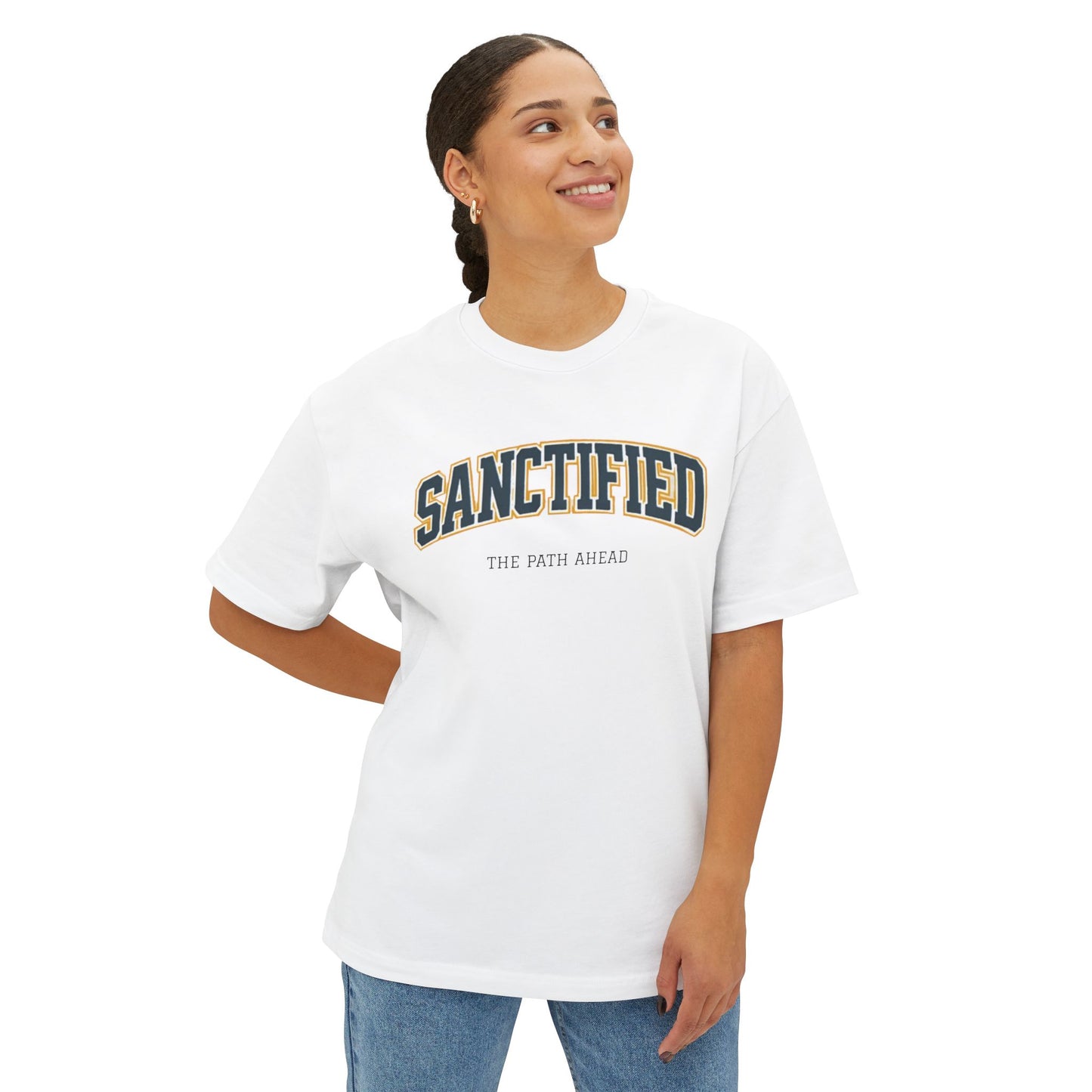Sanctified Unisex Oversized Boxy Tee, Casual Tee Gift, Comfort Top, Trendy Streetwear, Everyday Wear, Fashion Statement, Graphic Tee