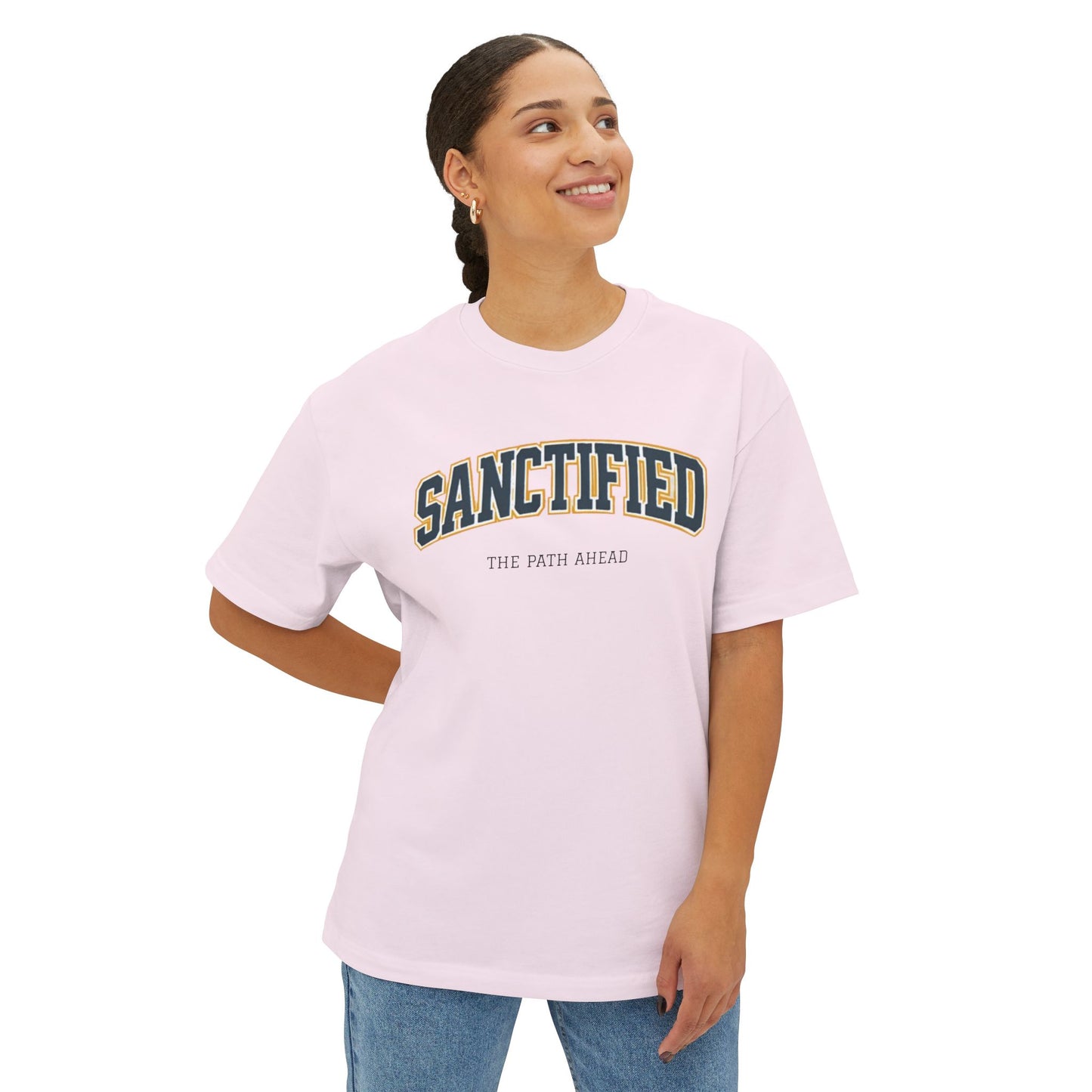 Sanctified Unisex Oversized Boxy Tee, Casual Tee Gift, Comfort Top, Trendy Streetwear, Everyday Wear, Fashion Statement, Graphic Tee