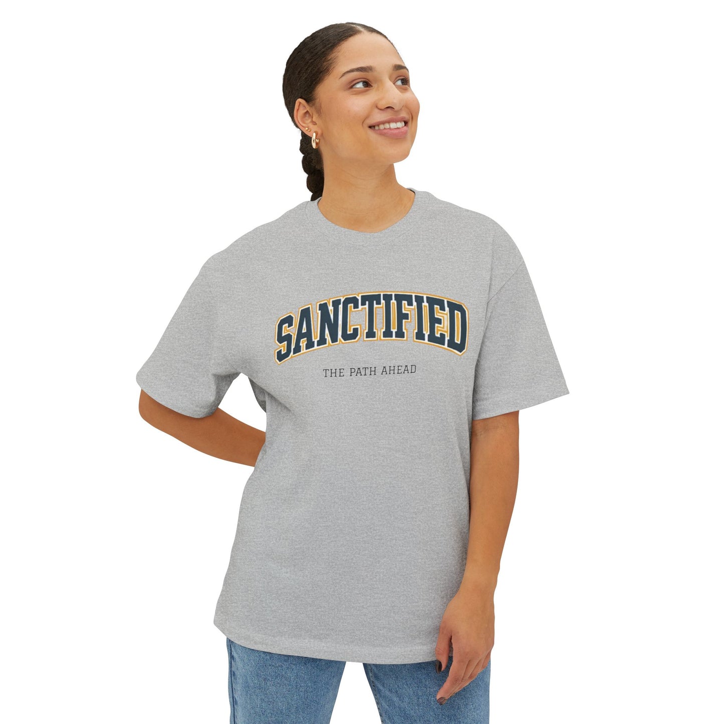 Sanctified Unisex Oversized Boxy Tee, Casual Tee Gift, Comfort Top, Trendy Streetwear, Everyday Wear, Fashion Statement, Graphic Tee