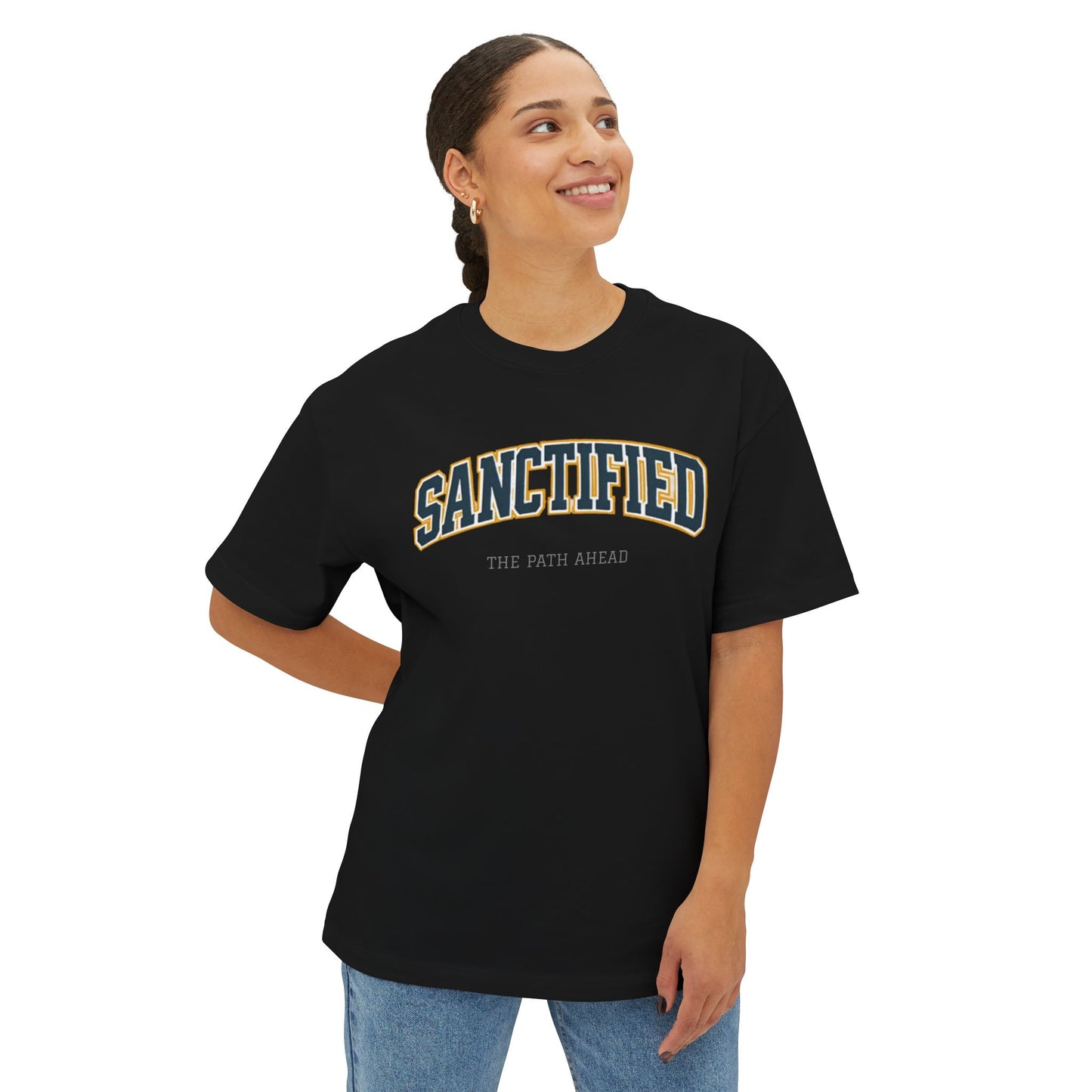 Sanctified Unisex Oversized Boxy Tee, Casual Tee Gift, Comfort Top, Trendy Streetwear, Everyday Wear, Fashion Statement, Graphic Tee