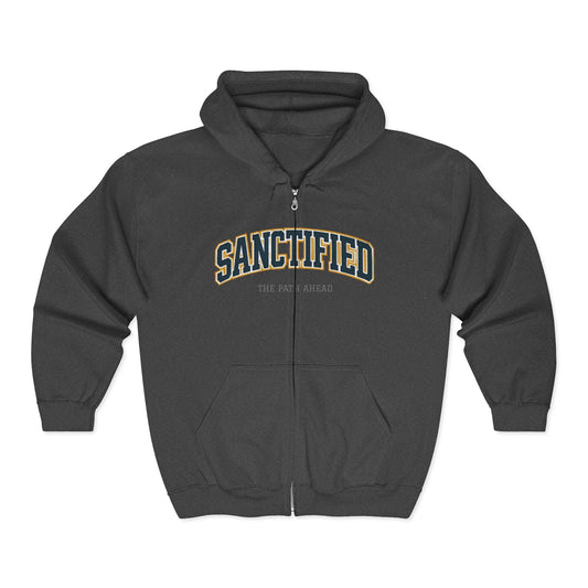 Sanctified Zip-Up Hoodie: Cozy Unisex Apparel, Motivational Gift, Casual Wear, Spiritual Sweatshirt, Everyday Comfort